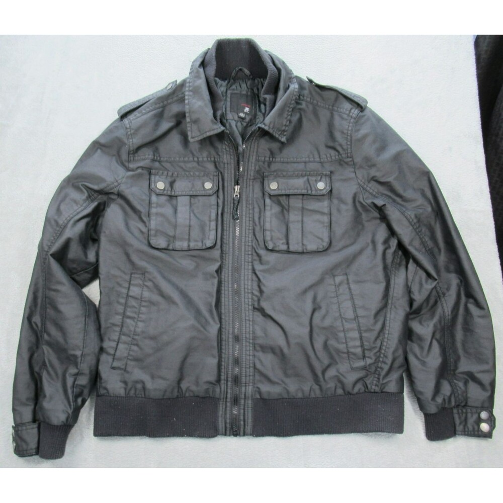 JF J. FERRAR Modern Fit Jacket Men's Sz. XXL 2XL Black Full Zip Pockets 93677